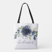 Tote Bag Bridesmaid Gift Party Navy Blue Silver (Dos)