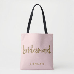 Tote Bag Bridesmaid Gold Parties scintillant Blush PInk