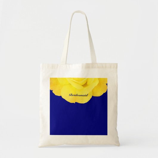 Tote Bag Bridesmaid Golden Jellow Navy Blue Floral Mariage (Devant)