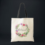 Tote Bag Bridesmaid. Mariage à fleurs tropicales<br><div class="desc">Aquarelle rose mariage tropical sac fourre-tout "Bridesmaid". Veuillez me contacter si vous avez besoin d'autres articles.</div>