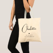 Tote Bag Bridesmaid Mariage Simple Modern Script Nom (Devant (produit))