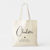 Tote Bag Bridesmaid Mariage Simple Modern Script Nom (Dos)