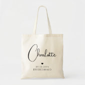Tote Bag Bridesmaid Mariage Simple Modern Script Nom (Devant)