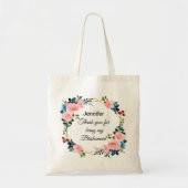 Tote Bag bridesmaid merci floral wreath chic mariage (Devant)