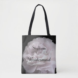 Tote Bag Bridesmaid Nom personnalisé Rose rose pâle Floral