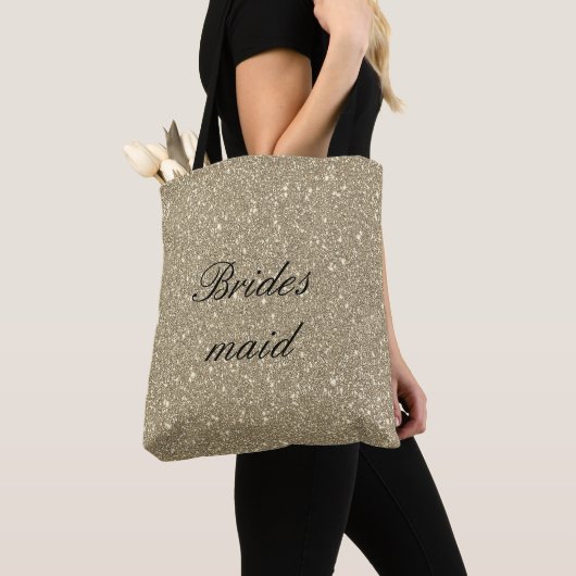 Tote Bag Bridesmaid Parties scintillant Or Sparkly Mignonne (De près)