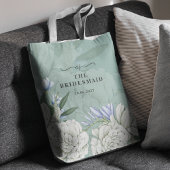 Tote Bag Bridesmaid Peony | Sage Green & White