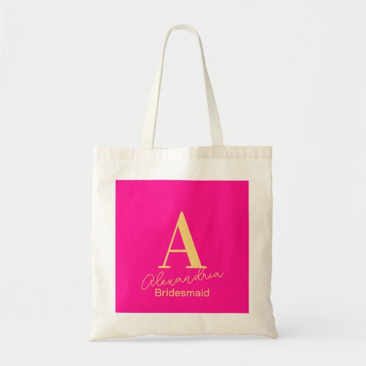 Tote Bag Bridesmaid Personnalisé Monogramme Moderne (Devant)