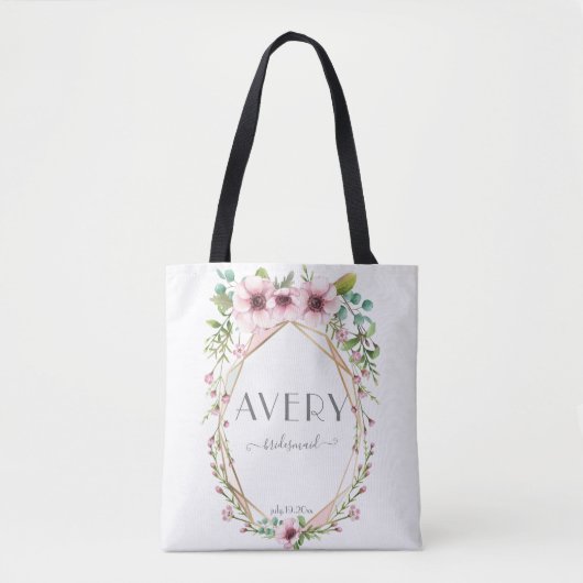 Tote Bag Bridesmaid Pretty Rose Anemone Flowers (Devant)