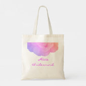 Tote Bag Bridesmaid Rose Rose Nom personnalisé Mariage flor (Dos)