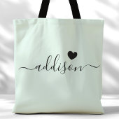 Tote Bag Bridesmaid Script moderne Coeur Pale Mint