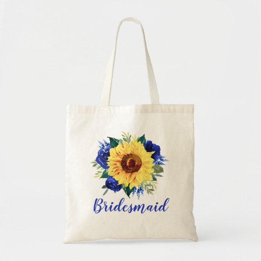 Tote Bag Bridesmaid Sunflower Blue Rose Floral (Devant)