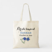 Tote Bag Bridesmaid Typographie moderne Fleurs bleues Maria (Dos)