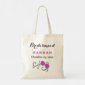Tote Bag Bridesmaid Typographie moderne Fleurs roses Mariag (Dos)