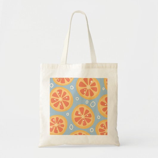 Tote Bag Bright and Bold Orange Slices Pattern on Blue (Devant)