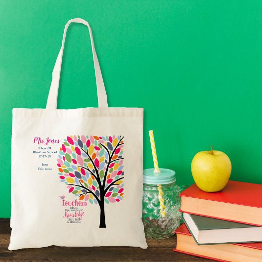 Tote Bag Bright colourful apple Teacher tree thank you