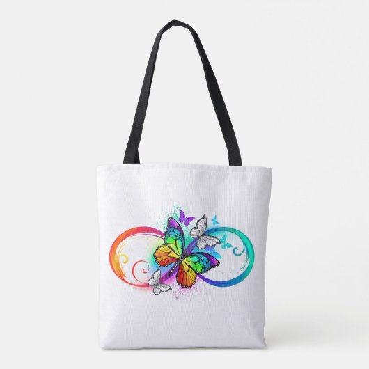 Tote Bag Bright infinity with rainbow butterfly (Dos)
