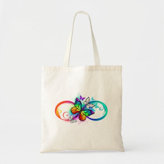 Tote Bag Bright infinity with rainbow butterfly (Devant)