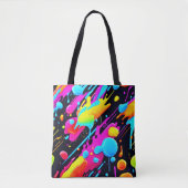 Tote Bag Bright Neon Splashes dans l'oeuvre Abstraite (Devant)