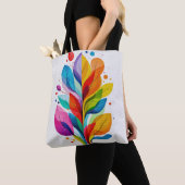 Tote Bag Bright Rainbow Tree Of Life Abstract Graphic (De près)