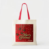 Tote Bag Bright Red Joyeux ornements de Noël (Devant)