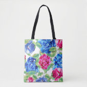Tote Bag Bright rose et bleu Floral Joli Motif (Devant)