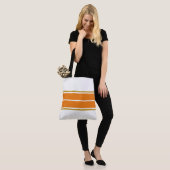Tote Bag Bright Summer Orange Twin Racing Stripes Sur Blanc (Sur le modèle)