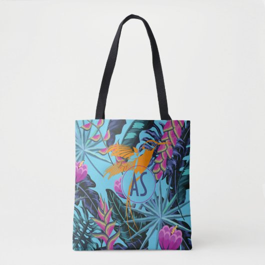 Tote Bag Bright Tropical Folift Motif avec Hummingbird (Devant)