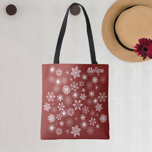 Tote Bag Brillant Snowflakes blanc d'hiver