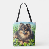 Tote Bag Brindle Pomeranian Shamrock (Dos)