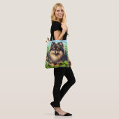 Tote Bag Brindle Pomeranian Shamrock (Sur le modèle)