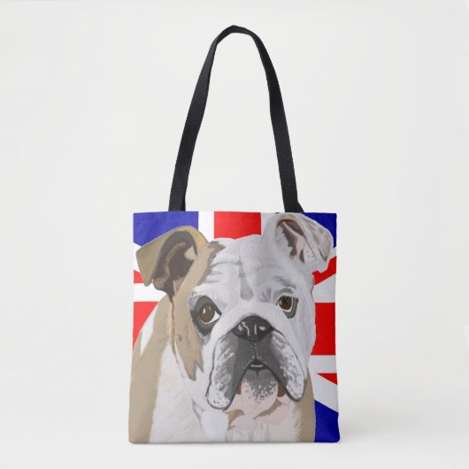 Tote Bag Britanniques Bulldog avec Union Jack (Devant)
