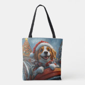 Tote Bag Brittany Spaniel Chien Noël (Dos)