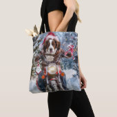 Tote Bag Brittany Spaniel Dog équitation moto Noël (De près)