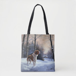 Tote Bag Brittany Spaniel Laissez Neige Noël