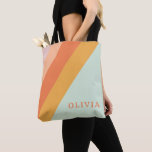 Tote Bag Broches Retro personnalisées Mint Peach Pastel<br><div class="desc">Sac fourre-tout Retro Stripes Mint Peach Pastel</div>