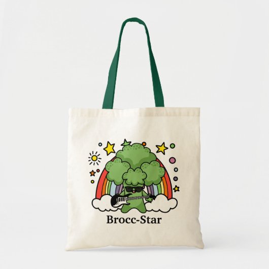 Tote Bag Brocoli vert Brocc, rock Star (Devant)