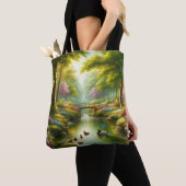 Tote Bag Brook de printemps avec canards/fleurs (De près)