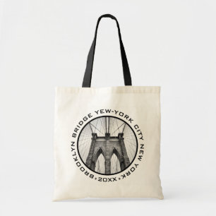 Tote Bag Brooklyn Bridge New York City Landmark Texte perso