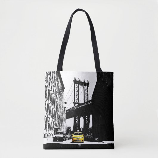 Tote Bag Brooklyn Yellow Taxi Nyc New York City Black Chic (Devant)