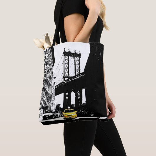Tote Bag Brooklyn Yellow Taxi Nyc New York City Black Chic (De près)