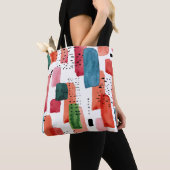 Tote Bag Brosse à Doodle : Bleu orange (De près)