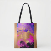 Tote Bag Brosse d'art moderne traits or violet monogrammed (Devant)