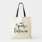 Tote Bag Brosse Lettrage Éffrayant Halloween Trick ou trait (Devant)