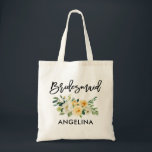 Tote Bag Brosse moderne Script Jaune Blanc Floral<br><div class="desc">Brosse moderne tendance Script Aquarelle Jaune Blanc Floral Sac fourre-tout</div>