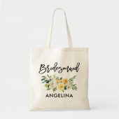Tote Bag Brosse moderne Script Jaune Blanc Floral (Devant)
