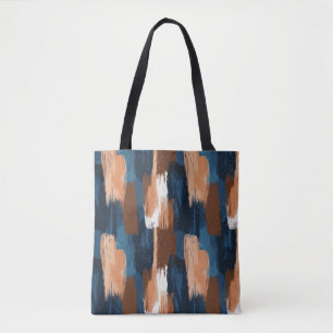 Tote Bag Brosses Abstraites en bleu, blanc et Brown