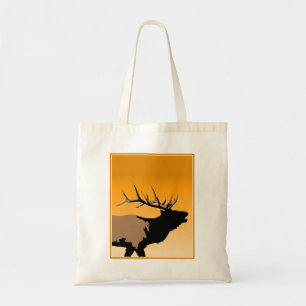 Tote Bag Brouillonnant Bull Elk au coucher du soleil Art or