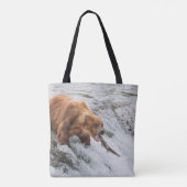Tote Bag Brown Bear Catches Red Salmon (Dos)