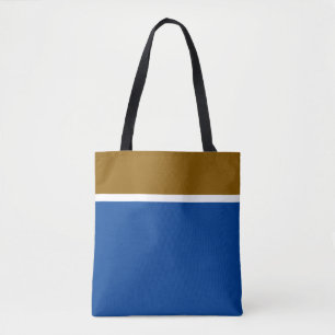 Tote Bag Brown Blanc Doré Moderne Sur Bleu Profond